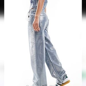 American Eagle Outfitters Shimmering Silver Flare Jeans